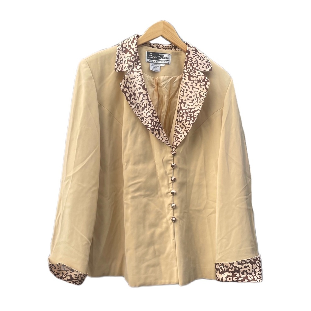 Vintage Ben Marc International Leopard Cheetah Beige Nude Blazer Coat Jacket